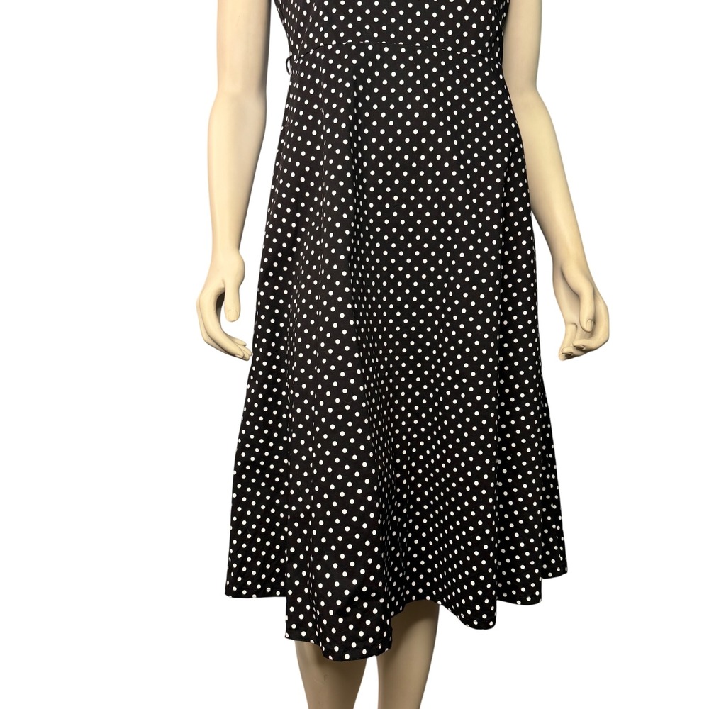 Vintage Polka Dot Dress Retro Black White Womens 12 Medium Fit Flare Slimming - Picture 2 of 8